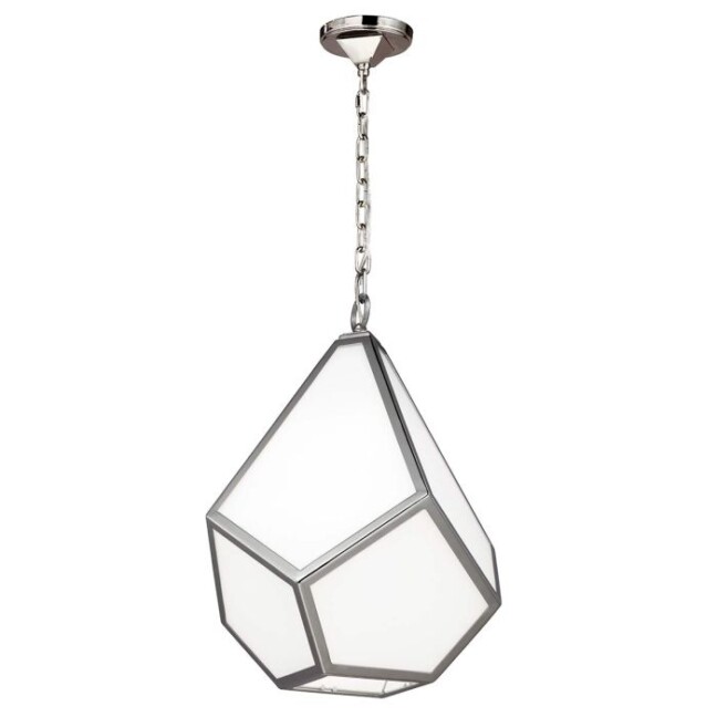 Elegancka wisząca lampa Diamond w srebrnym kolorze ze szklaną konstrukcją