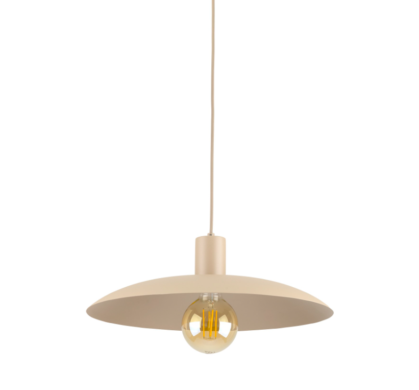 Beżowa, płaska lampa wisząca Astra 40 do zamontowania nad wyspą kuchenną