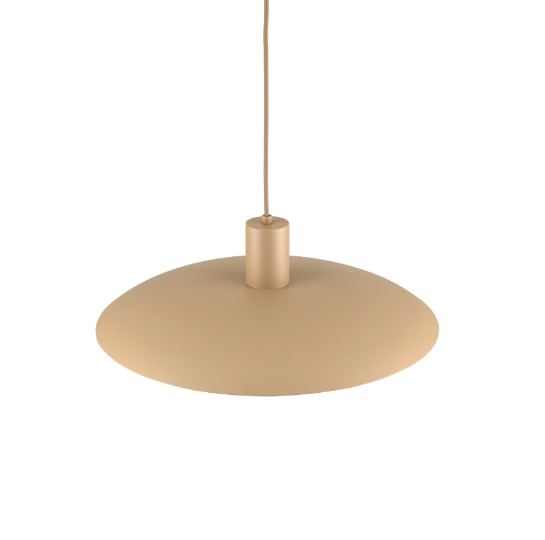 Beżowa, płaska lampa wisząca Astra 40 do zamontowania nad wyspą kuchenną