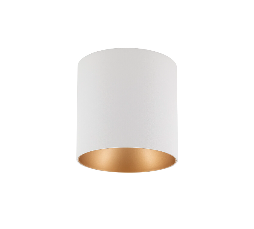 Biały sufitowy spot Point Tone z wnętrzem w odcieniu złota