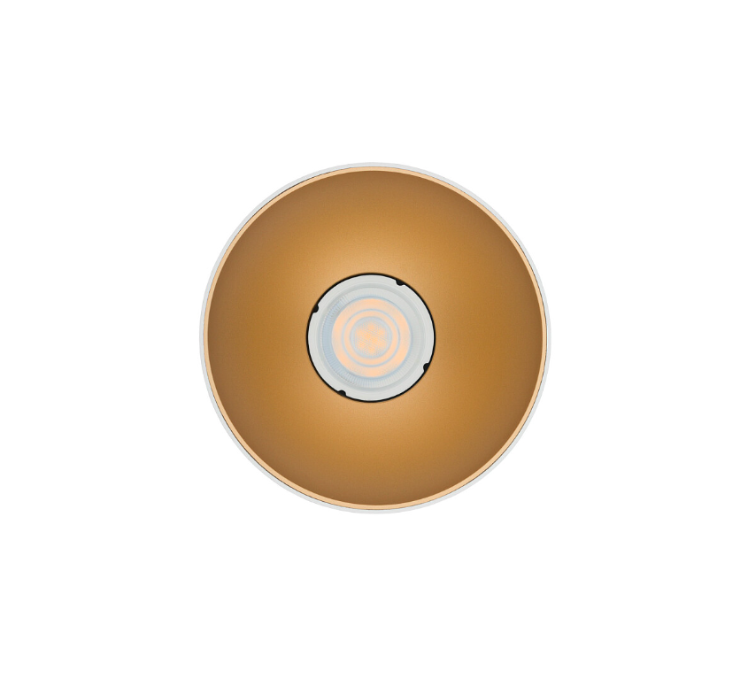 Biały sufitowy spot Point Tone z wnętrzem w odcieniu złota