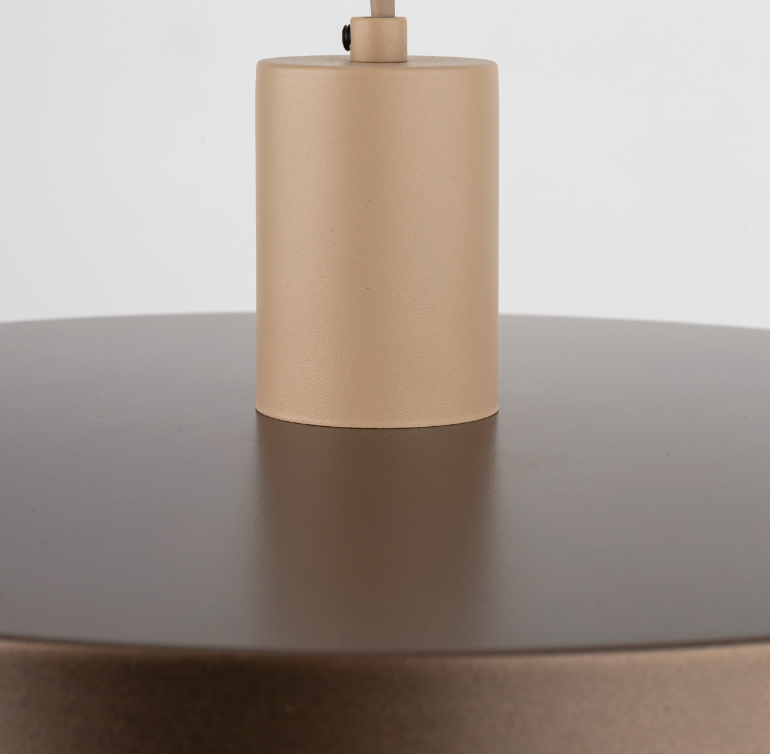 Brązowa, stylowa lampa wisząca Sila 40 o płaskim kształcie