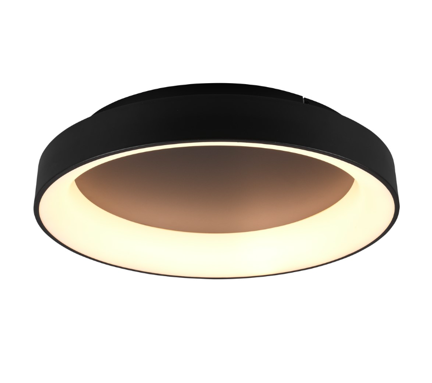 Czarna lampa sufitowa LED Girona 60 – 48W z pilotem i możliwością regulacji oświetlenia