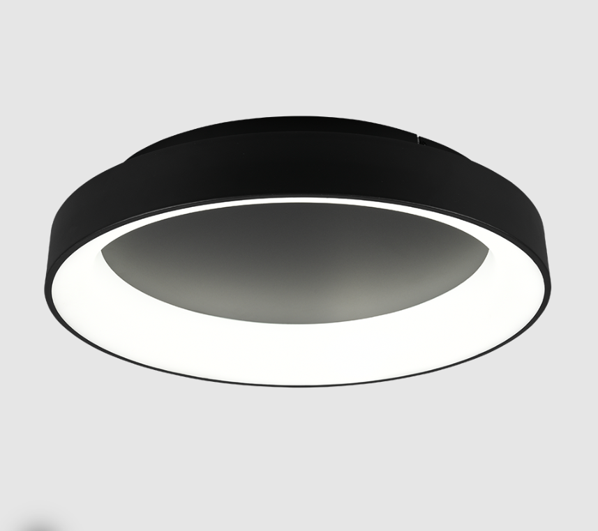 Czarna lampa sufitowa LED Girona 60 – 48W z pilotem i możliwością regulacji oświetlenia