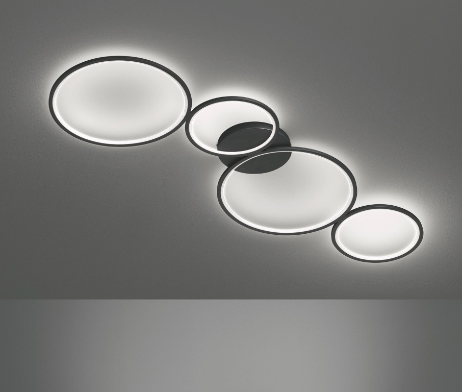 Czarna, płaska lampa LED Rondo o mocy 28W do montażu sufitowego