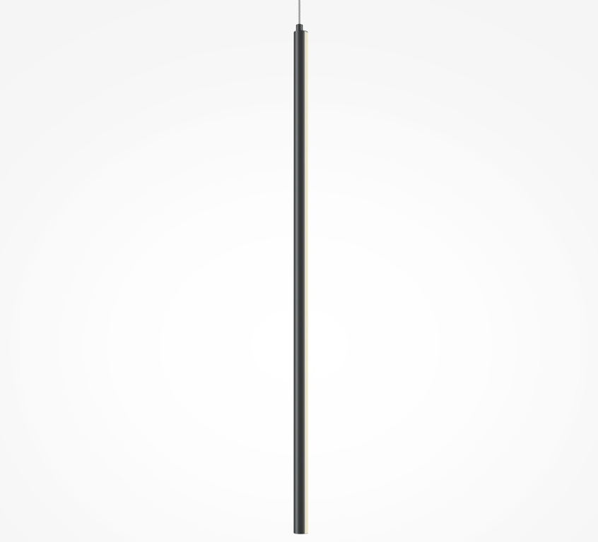 Czarna wisząca lampa pionowa Halo LED 60 cm z bocznym światłem