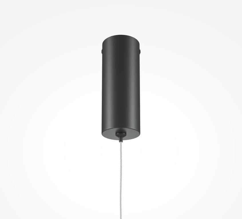 Czarna wisząca lampa pionowa Halo LED 60 cm z bocznym światłem