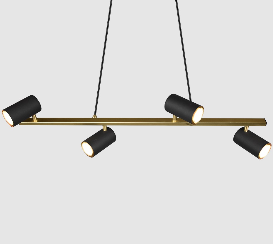 Czarno-złota, podłużna lampa wisząca Marley 4 nad stół