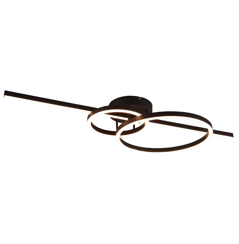 Czarny plafon sufitowy Montilla LED z pilotem, duży rozmiar