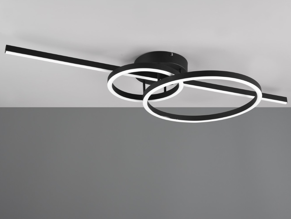 Czarny plafon sufitowy Montilla LED z pilotem, duży rozmiar