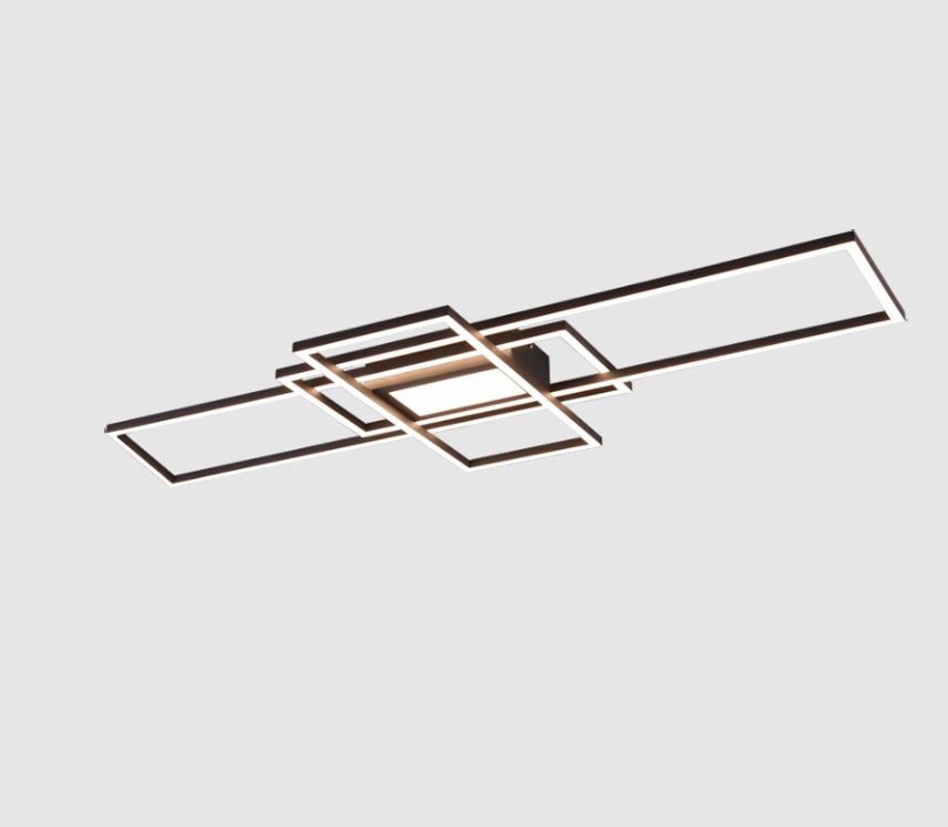 Czarny, płaski żyrandol sufitowy LED Irvine sterowany pilotem