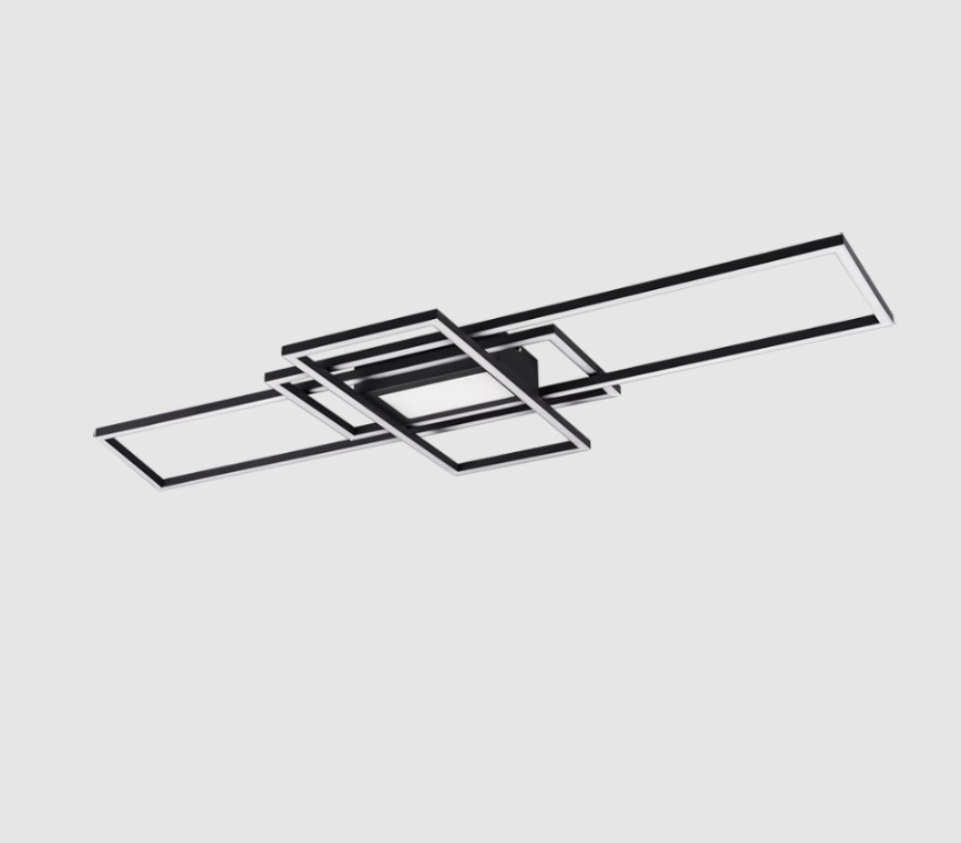 Czarny, płaski żyrandol sufitowy LED Irvine sterowany pilotem
