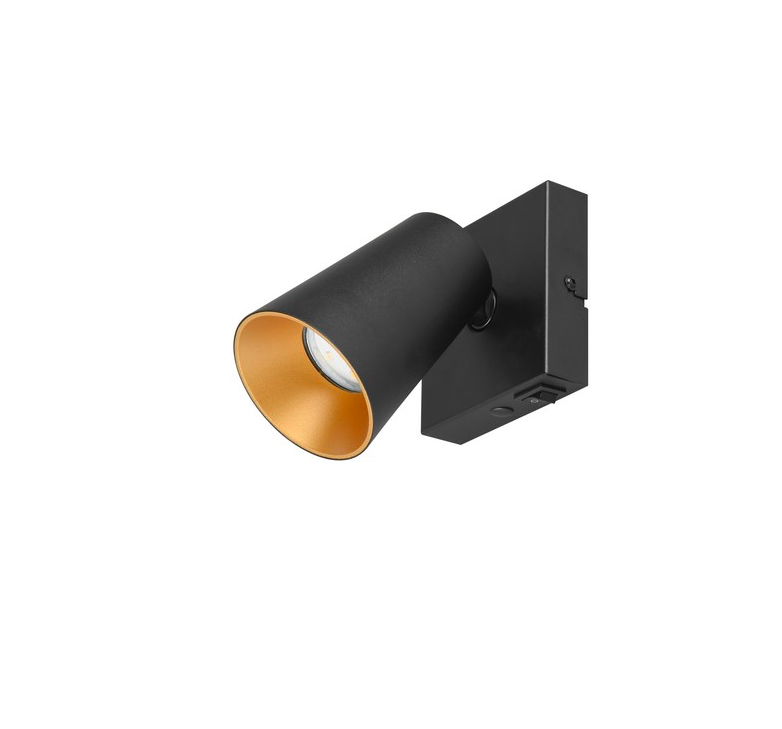 Czarny reflektorek Sharp – kinkiet ścienny lub spot sufitowy