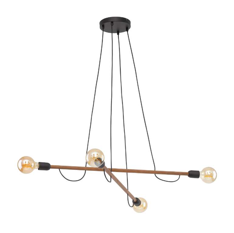 Drewniany żyrandol Helix Wood 4 - idealny do wnętrz w stylu loftowym