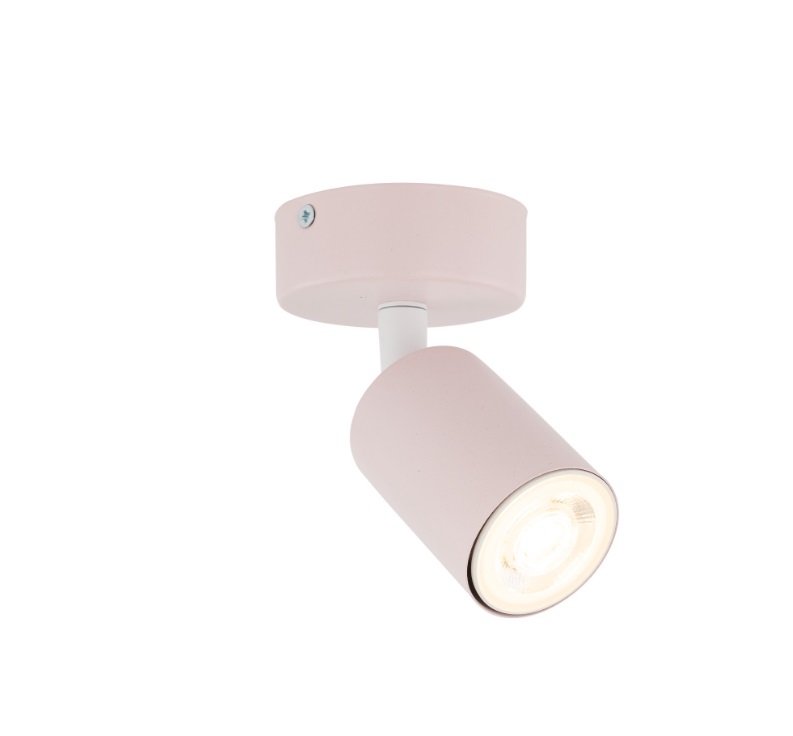 Dziecięcy kinkiet Livia w różowym pastelowym odcieniu z możliwością regulacji położenia