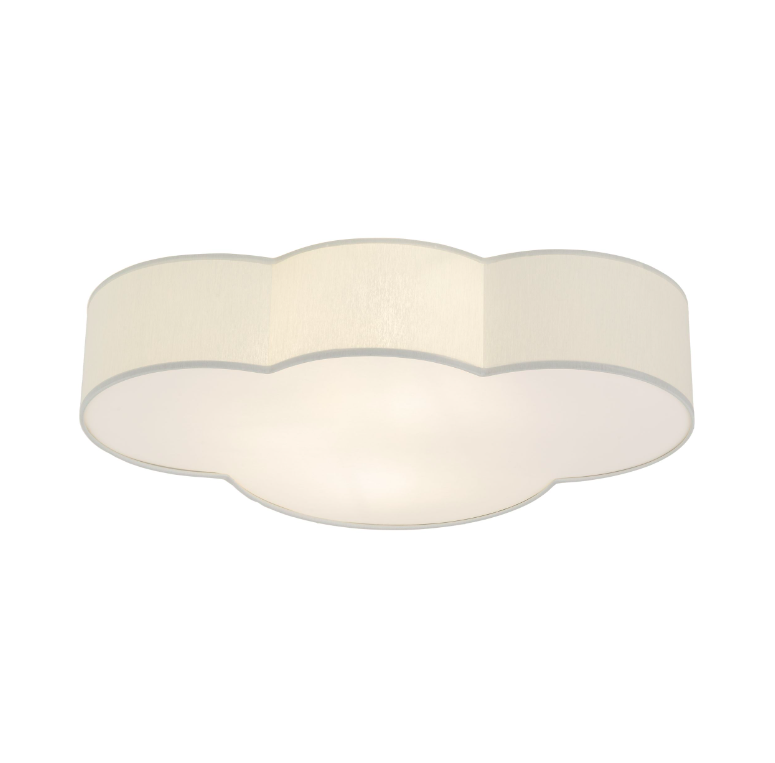 Jasnoszara lampa sufitowa Cloud 4 w kształcie chmurki do pokoju dziecka