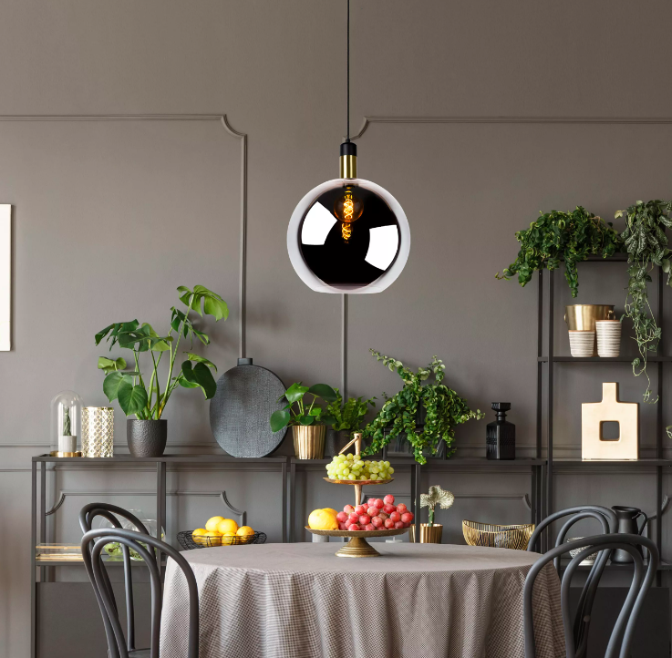 Lampa sufitowa Julius 40 z dymionego szkła – duża kula