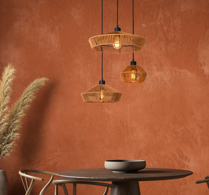 Lampa sufitowa Yunkai 3 wisząca z plecionego papierowego sznura