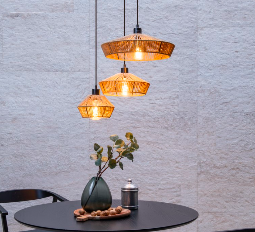 Lampa sufitowa Yunkai 3 wisząca z plecionego papierowego sznura