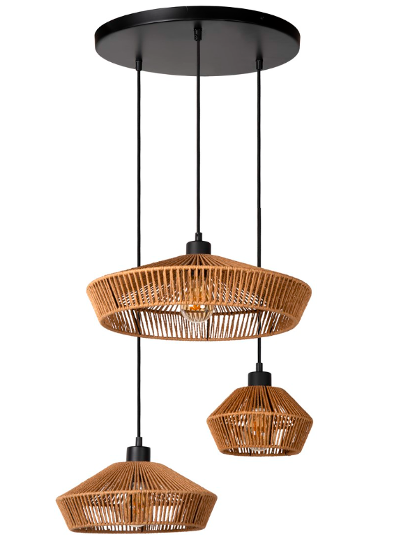 Lampa sufitowa Yunkai 3 wisząca z plecionego papierowego sznura