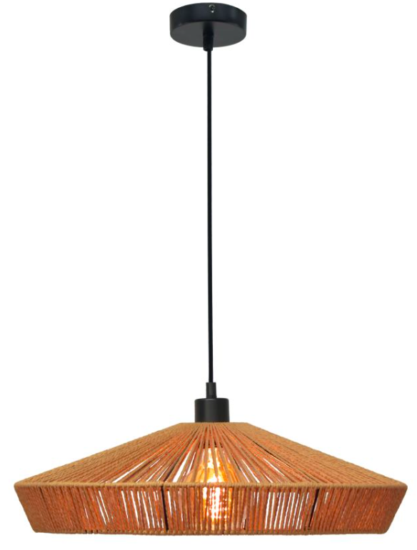 Lampa wisząca Yunkai 50 z brązowego papierowego sznurka – pleciony design