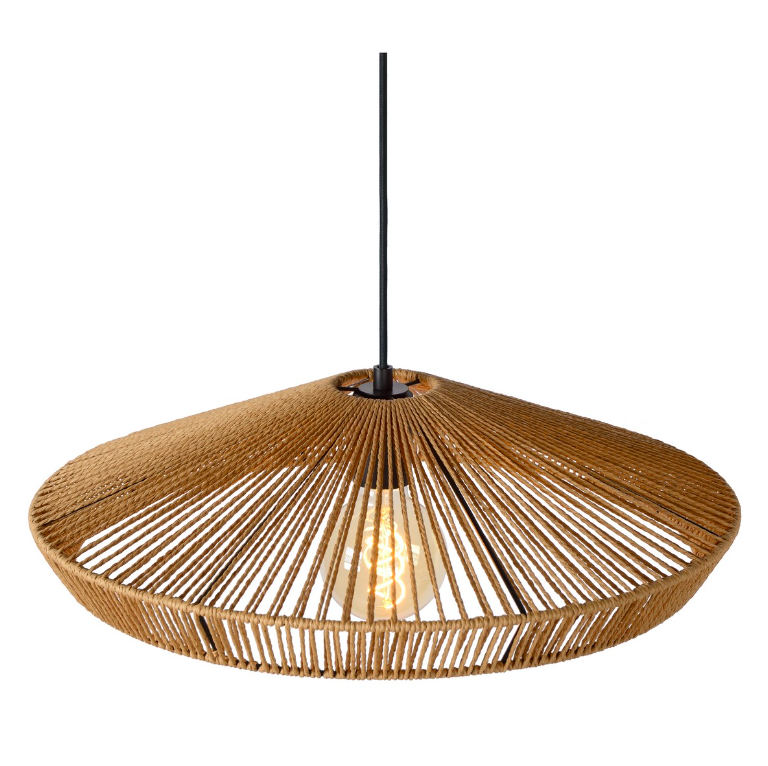 Lampa wisząca Yunkai 50 z brązowego papierowego sznurka – pleciony design