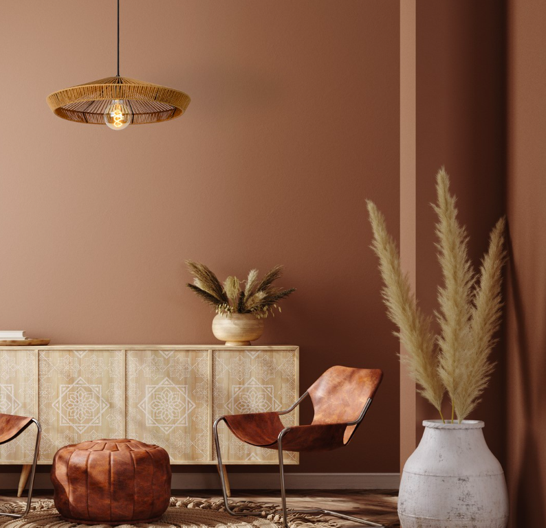 Lampa wisząca Yunkai 50 z brązowego papierowego sznurka – pleciony design