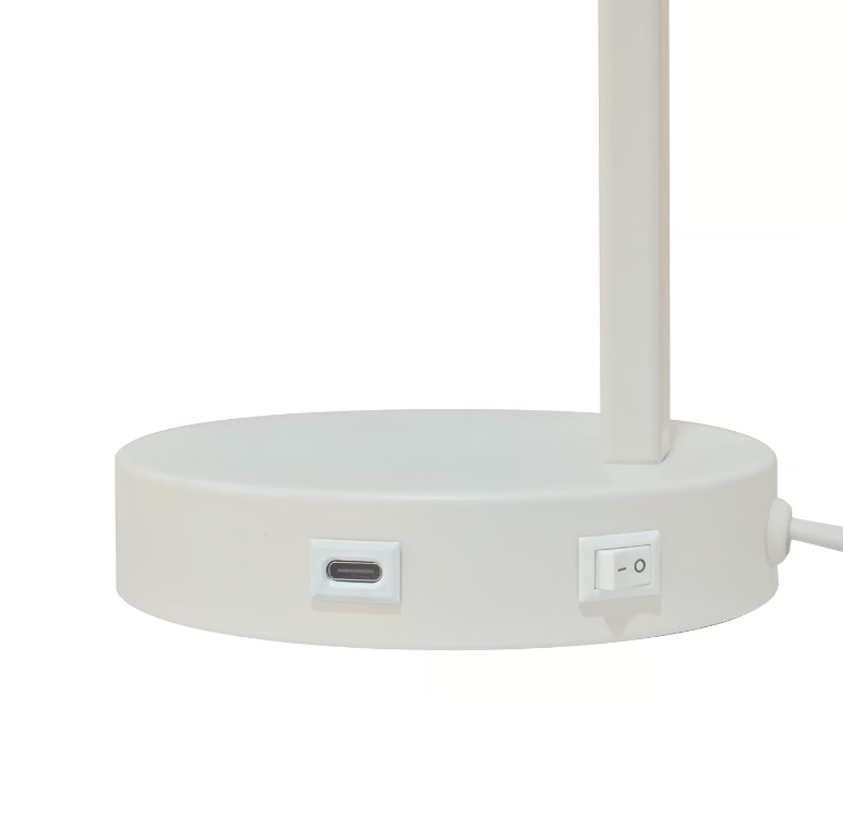 Regulowana biała lampka nocna Wilmer z portem USB-C