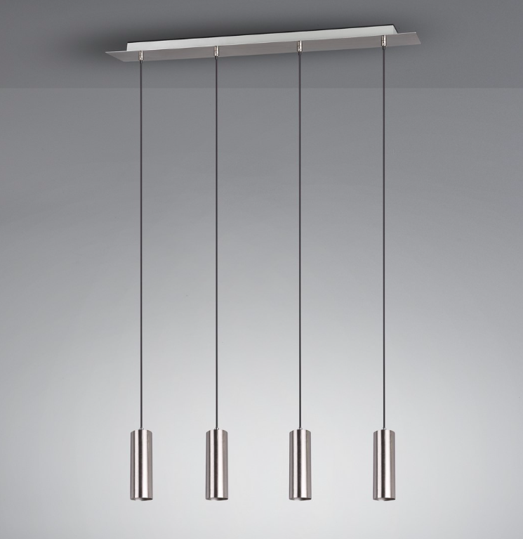 Srebrne, wiszące tuby nad wyspą Marley to lampa z czterema punktami świetlnymi