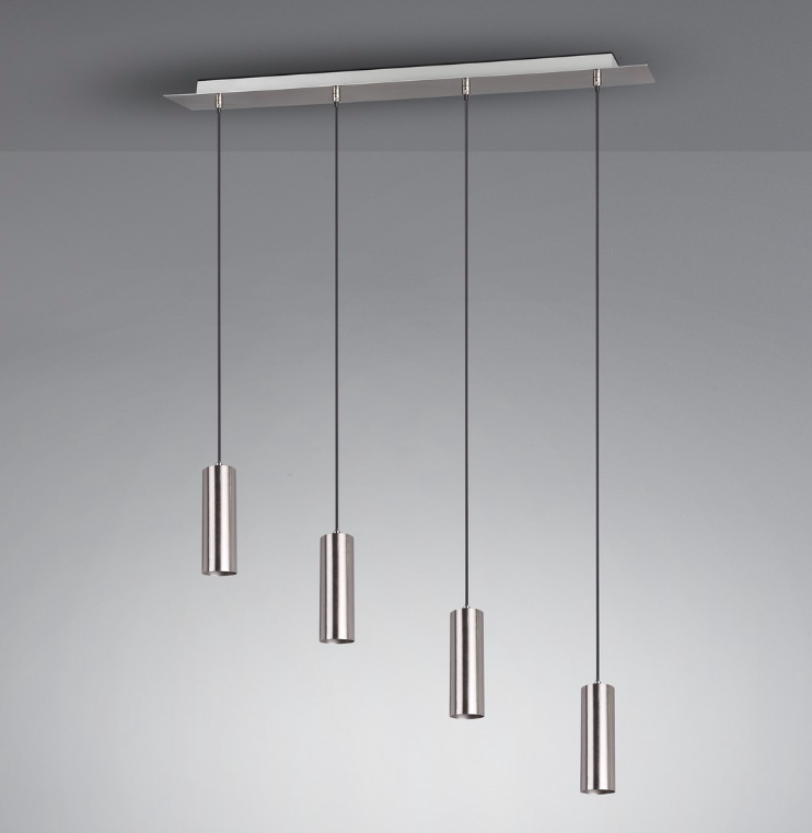 Srebrne, wiszące tuby nad wyspą Marley to lampa z czterema punktami świetlnymi