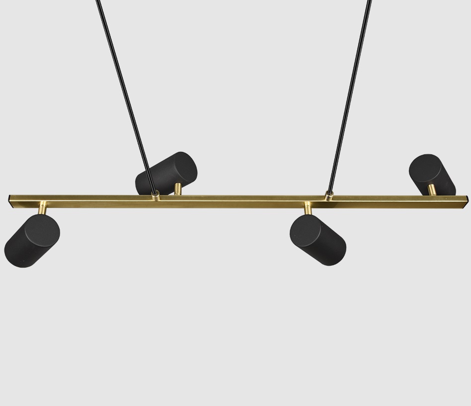 Czarno-złota, podłużna lampa wisząca Marley 4 nad stół