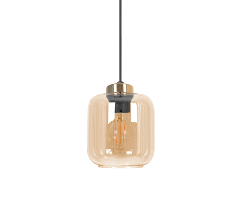 Szklana lampa wisząca Iga w bursztynowym kolorze nad stolik