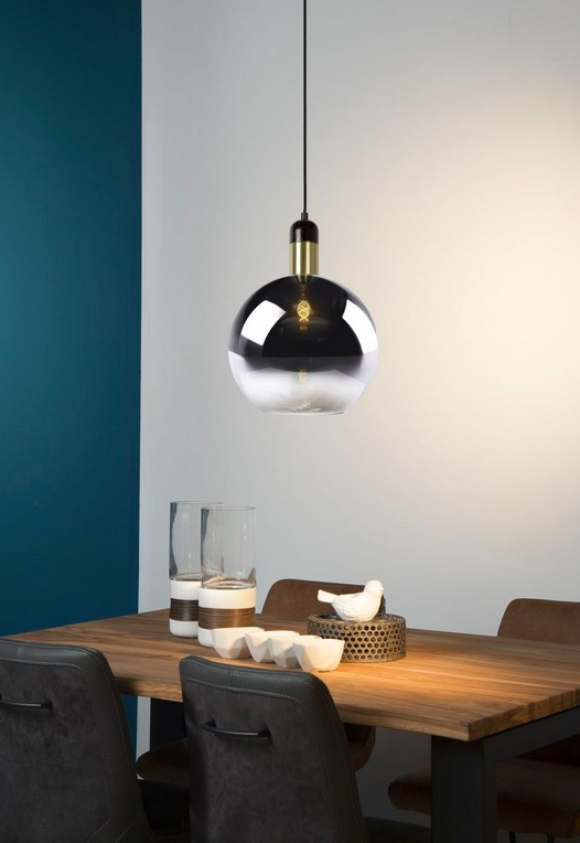 Wisząca lampa szklana Julius 28 w odcieniu dymionym – kula