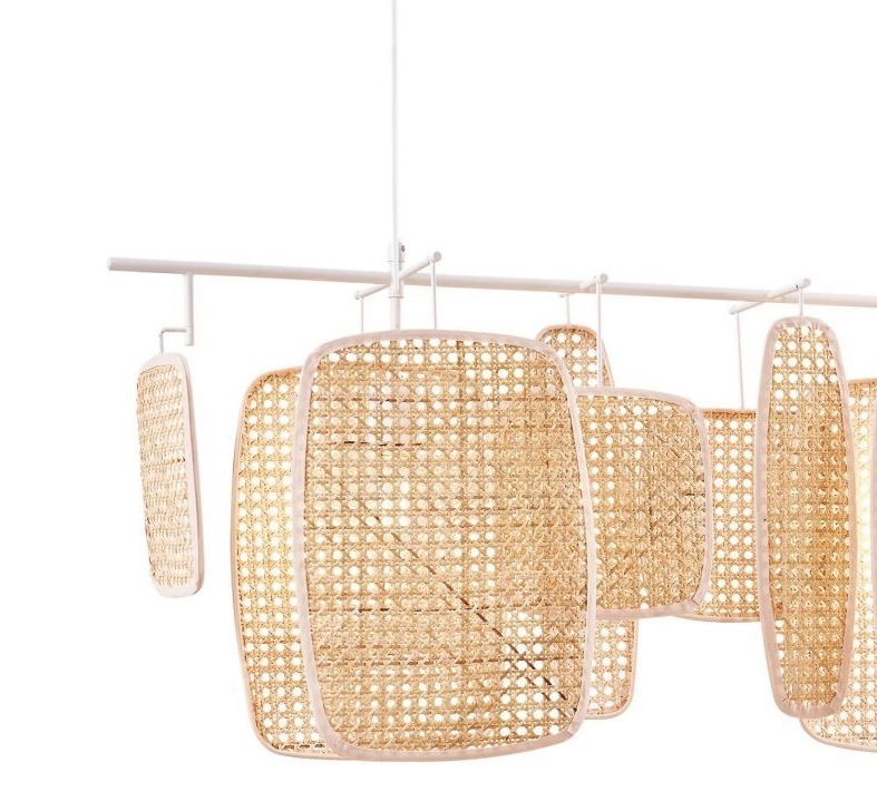 Wyprzedaż! Stylowa podłużna lampa wisząca Boho Bali z rattanowym kloszem