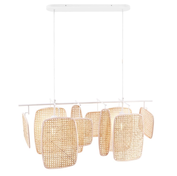 Wyprzedaż! Stylowa podłużna lampa wisząca Boho Bali z rattanowym kloszem
