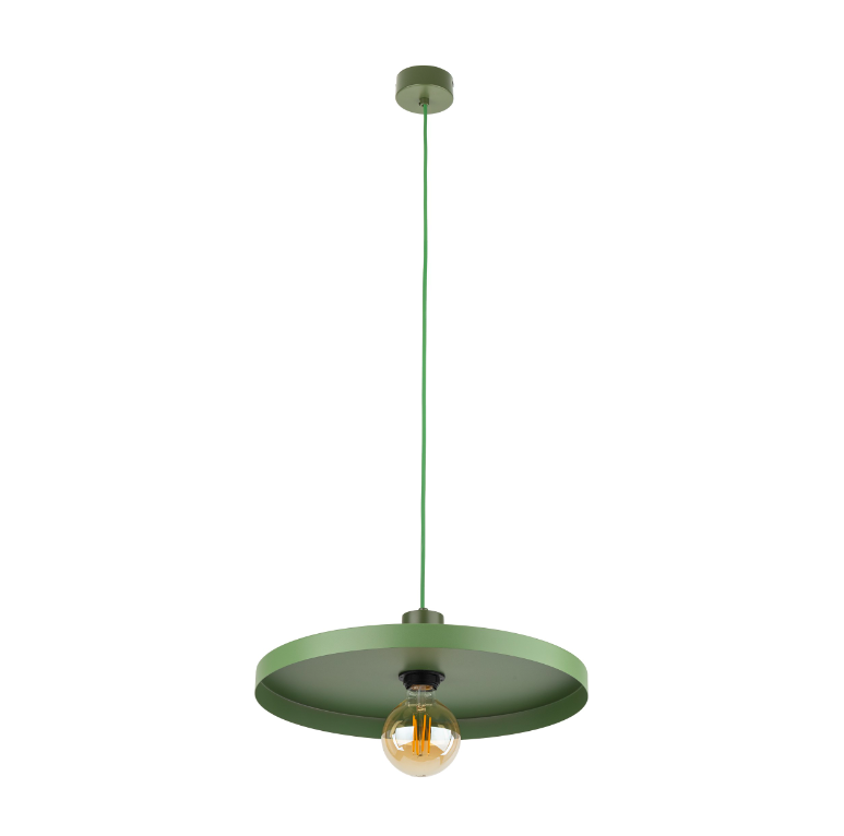 Zielona wisząca lampa Sila 40 z płaskim kloszem