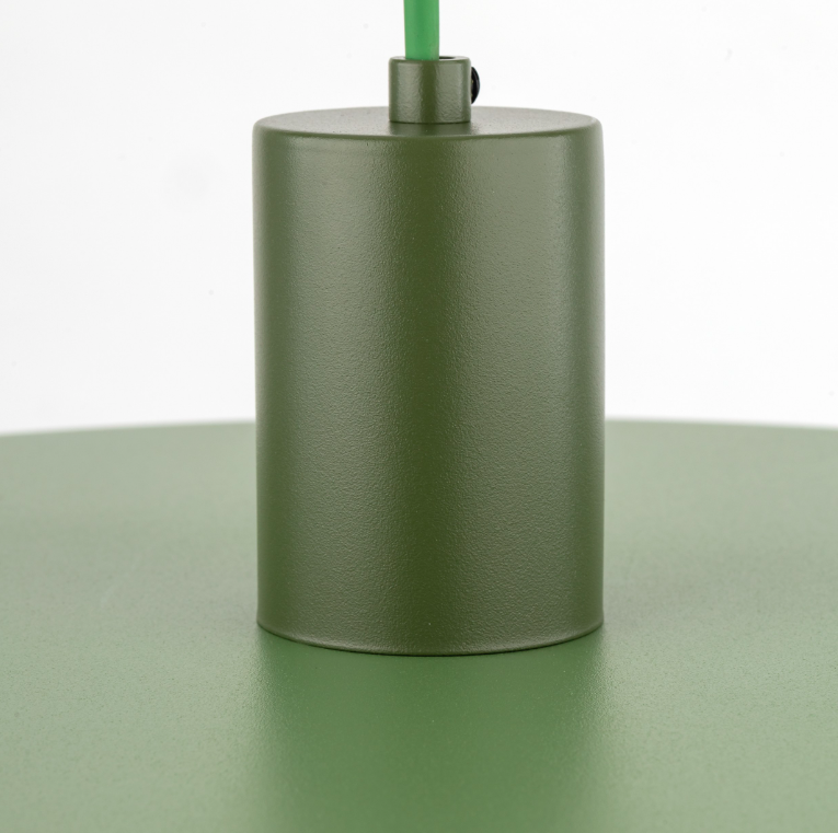 Zielona wisząca lampa Sila 40 z płaskim kloszem