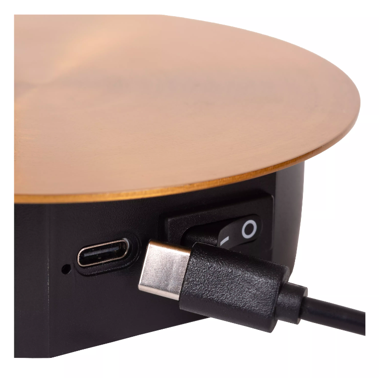 Złota lampa ścienna Jolijn LED z portem USB i wbudowanym wyłącznikiem