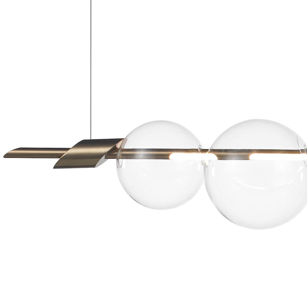 Złota lampa wisząca Amore w technologii LED