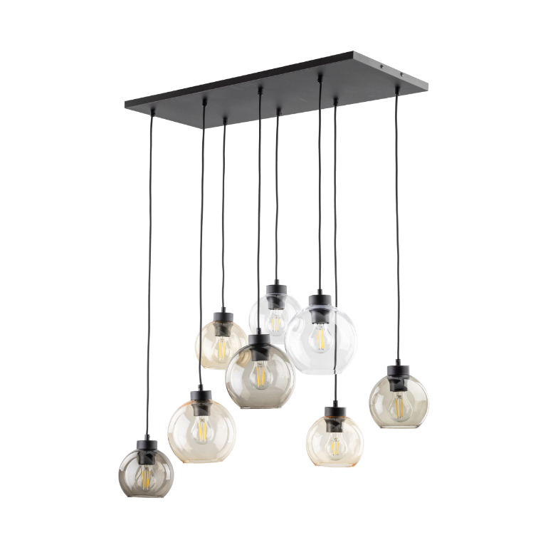 Żyrandol Cubus 8 z barwnymi szklanymi kulami