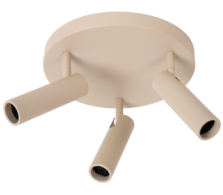 Lampa sufitowa Grado 3 w kolorze beżowym z trzema tubami reflektorowymi