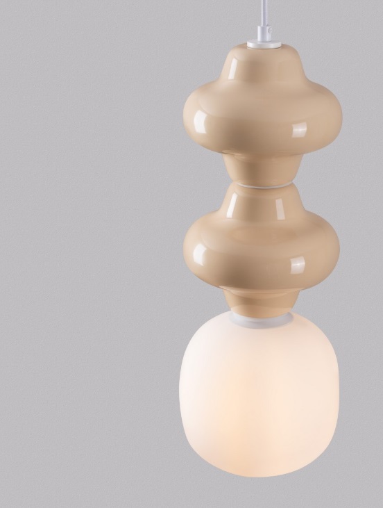 Wisząca ceramiczna lampa Colorella 2 w kolorze beżowym – idealna nad stół