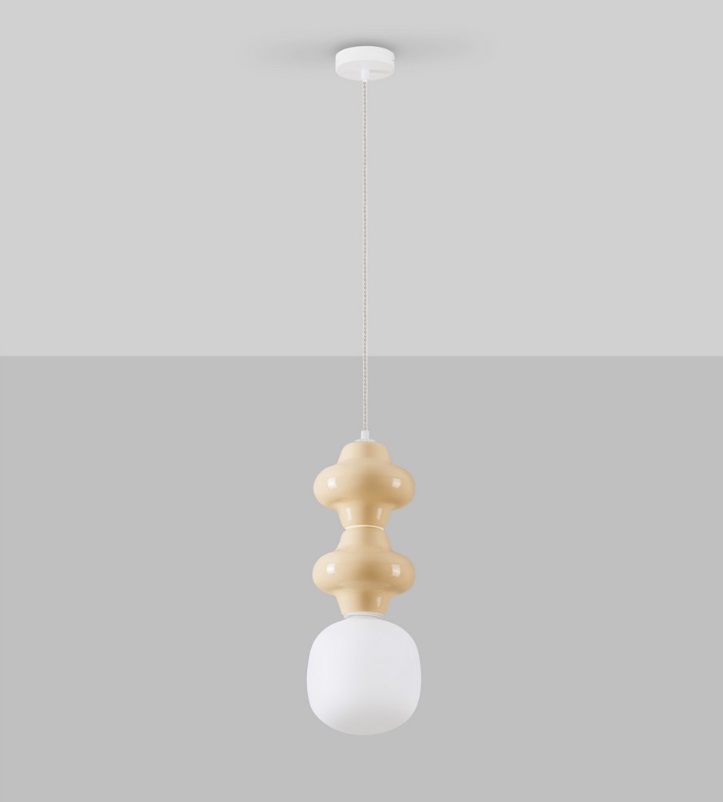 Colorella 2 – beżowa wisząca lampa ceramiczna nad stół