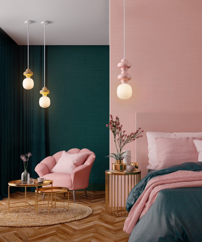 Wisząca lampa Colorella 2 w kolorze czerwonym z ozdobnej ceramiki