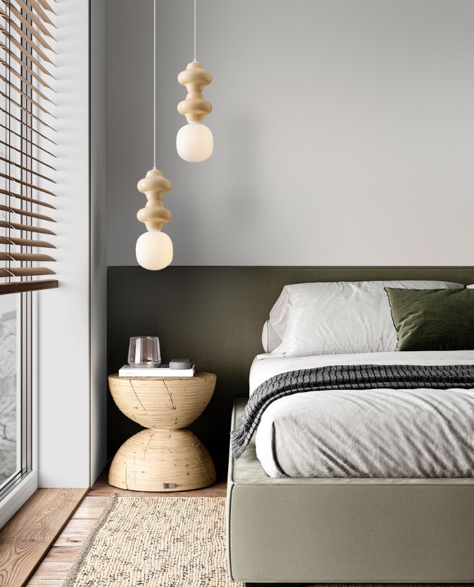 Wisząca ceramiczna lampa Colorella 2 w kolorze beżowym – idealna nad stół