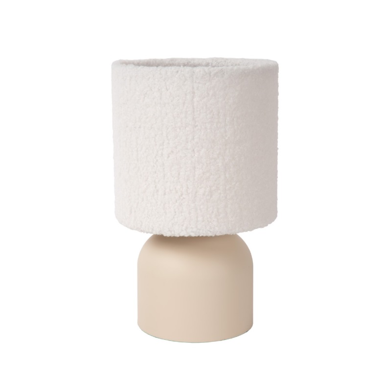 Lampka nocna z beżowej wełny Woolly do sypialni