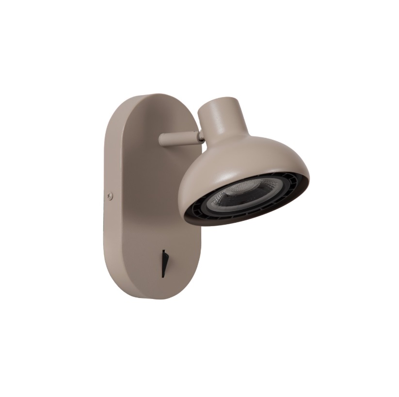 Nowoczesny kinkiet Sensas w kolorze beżowym z wbudowanym włącznikiem