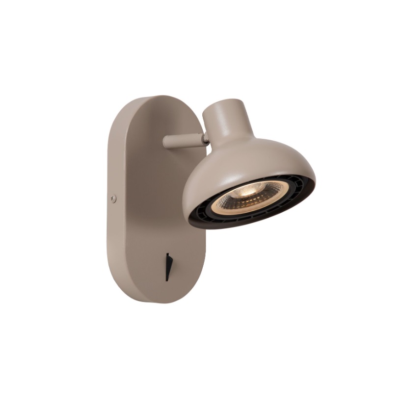 Nowoczesny kinkiet Sensas w kolorze beżowym z wbudowanym włącznikiem