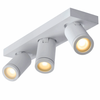 Biała łazienkowa lampa sufitowa Taylor z trzema regulowanymi tubami i klasą szczelności IP44