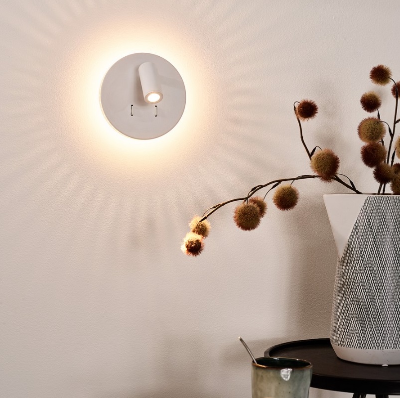 Kinkiet LED Bentjer w kolorze białym z funkcją podświetlenia do czytania